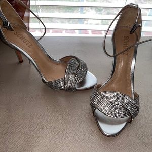 Schutz Rhinestone Silver Heels